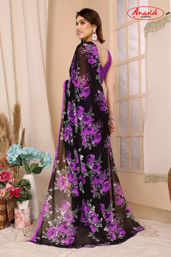 Floral_Print_Bollywood_Georgette_Saree_(Purple)