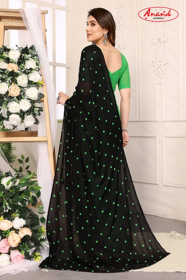 Polka_Print_Bollywood_Georgette_Saree_(Green,_Black)