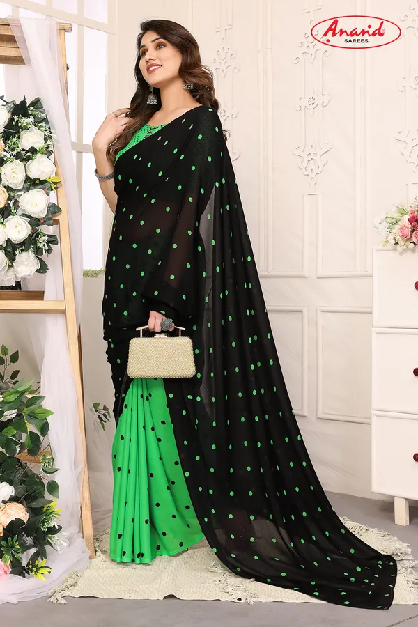 Polka_Print_Bollywood_Georgette_Saree_(Green,_Black)