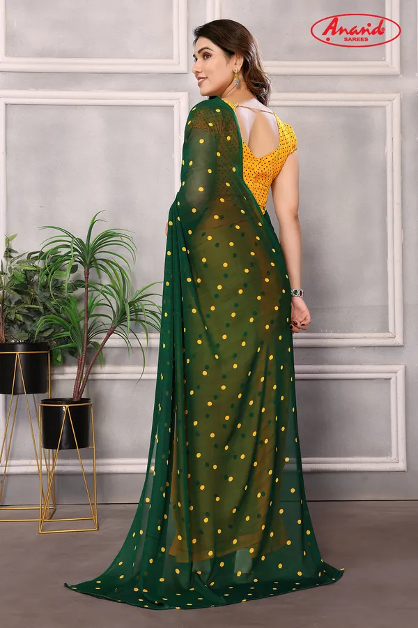 Printed,_Graphic_Print,_Polka_Print_Daily_Wear_Georgette_Saree_(Green)