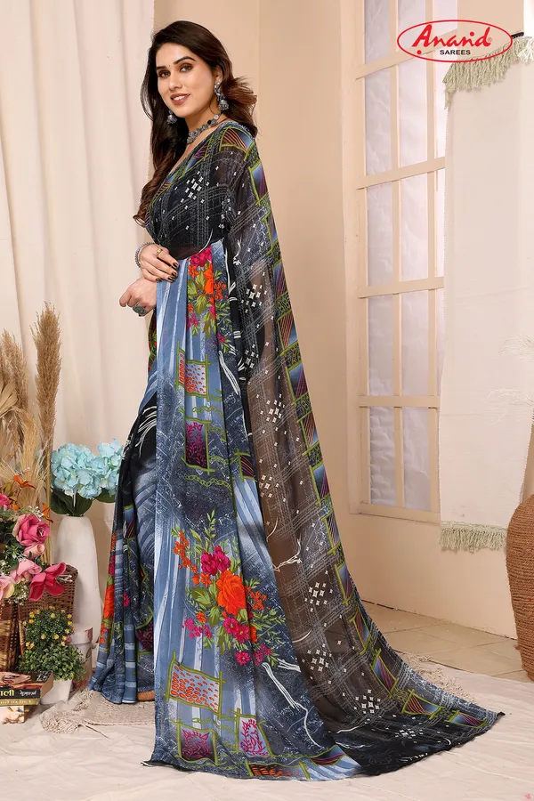 Geometric_Print,_Floral_Print_Daily_Wear_Georgette_Saree_(Blue)