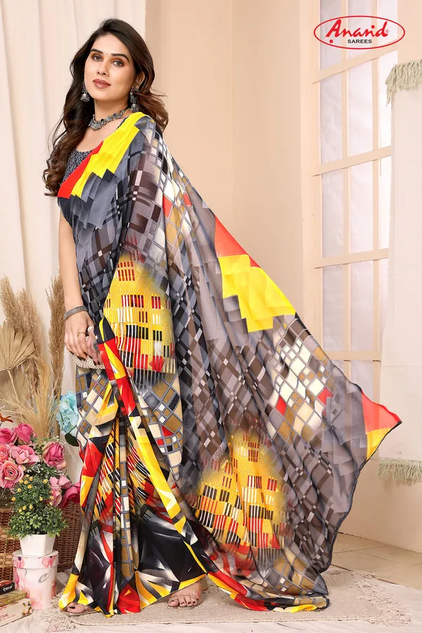 Geometric_Print_Bollywood_Georgette_Saree_(Grey)