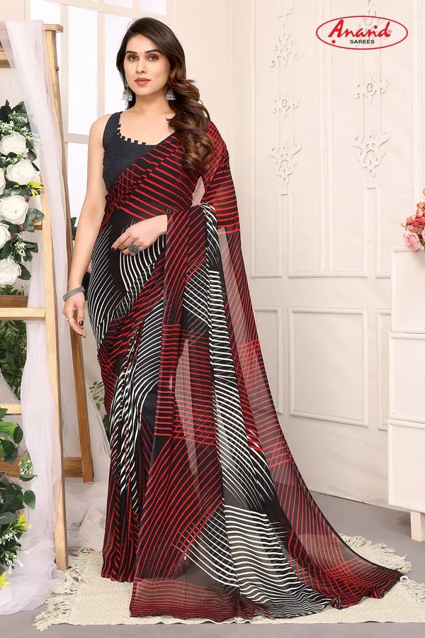 triped_Bollywood_Georgette_Saree_(White,_Black)