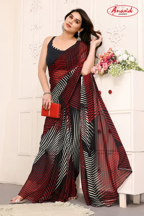 triped_Bollywood_Georgette_Saree_(White,_Black)