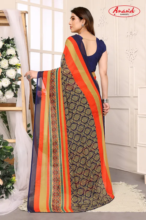 Printed,_Paisley,_Striped_Bollywood_Georgette_Saree_(Blue)