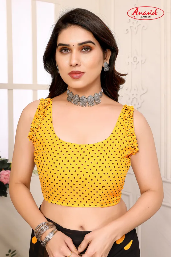 Printed,_Polka_Print_Bollywood_Georgette_Saree_(Black)