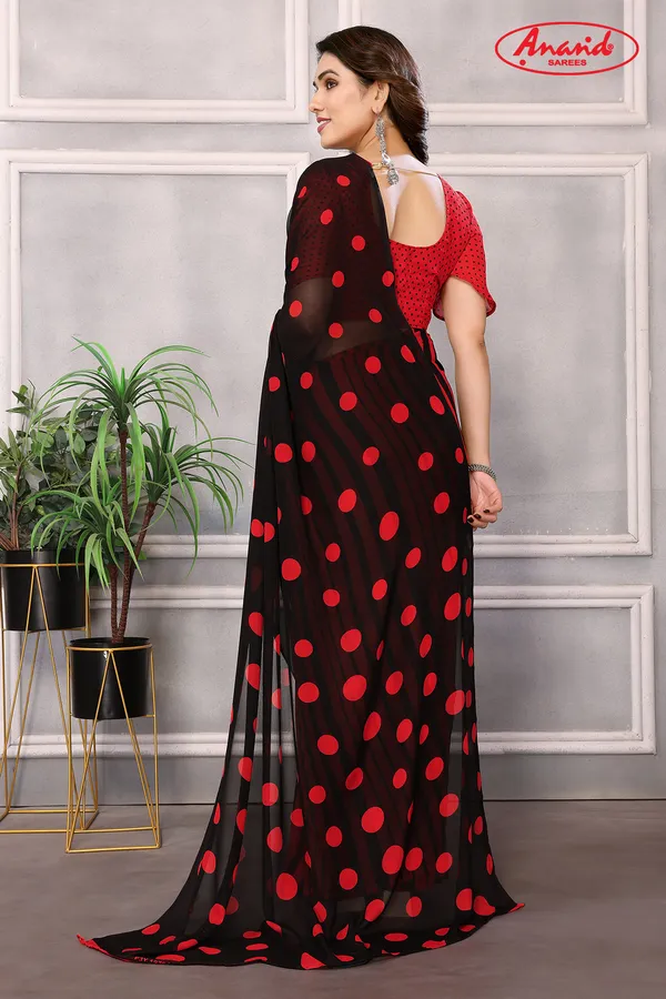 Polka_Print_Daily_Wear_Georgette_Saree_(Black)