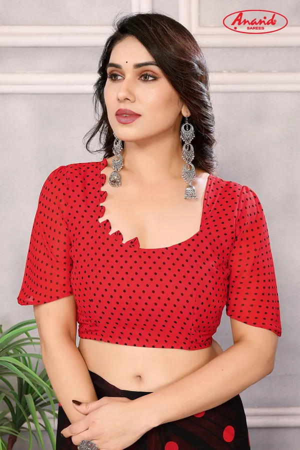 Polka_Print_Daily_Wear_Georgette_Saree_(Black)