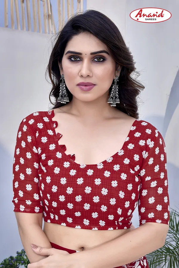 Red_Sarees_Floral_Print_Daily_Wear_Georgette_Saree