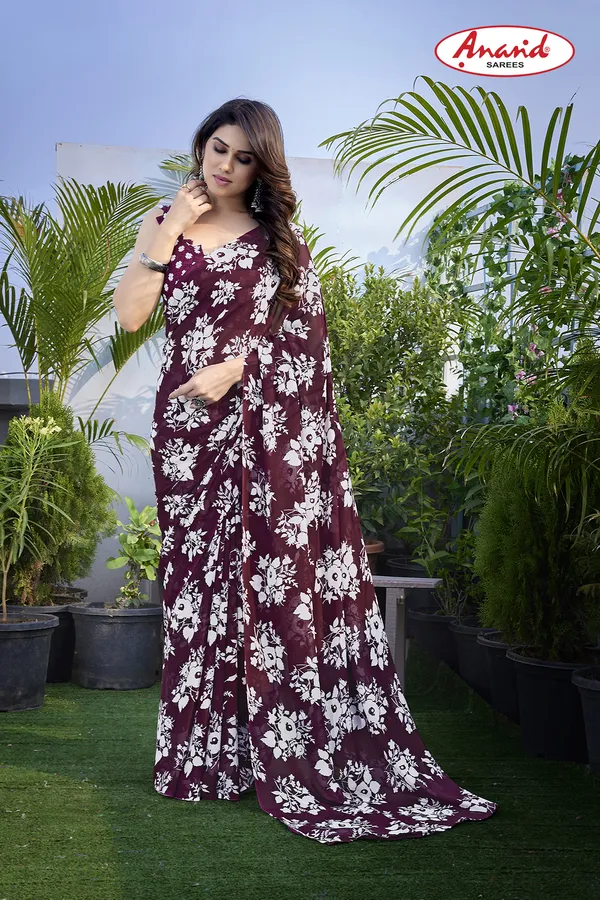 Maroon_Sarees_Floral_Print_Daily_Wear_Georgette_Saree
