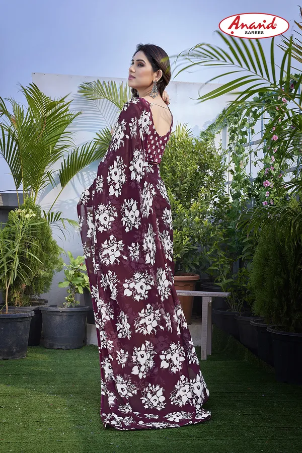 Maroon_Sarees_Floral_Print_Daily_Wear_Georgette_Saree