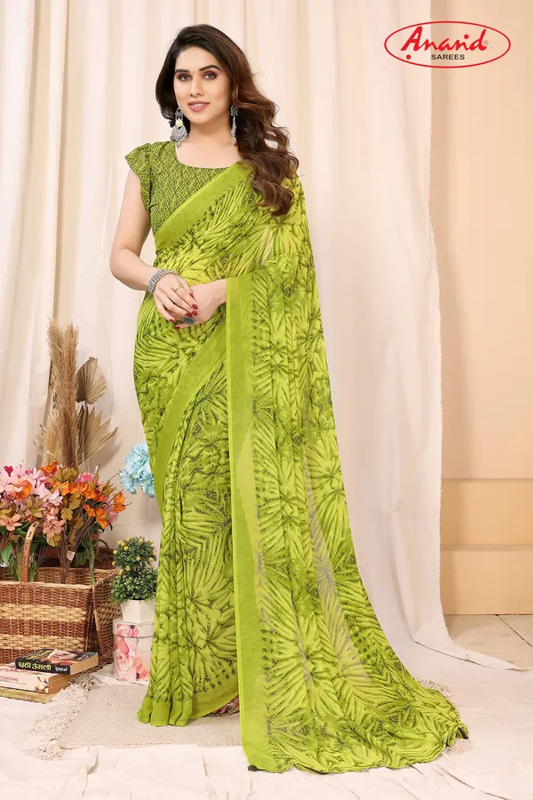 Green_Sarees_Ombre,_Floral_Print_Daily_Wear_Georgette_Saree