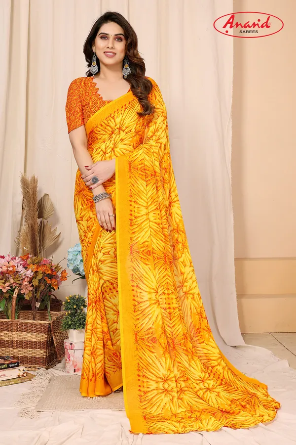 Yellow_Sarees_Ombre,_Floral_Print_Daily_Wear_Georgette_Saree