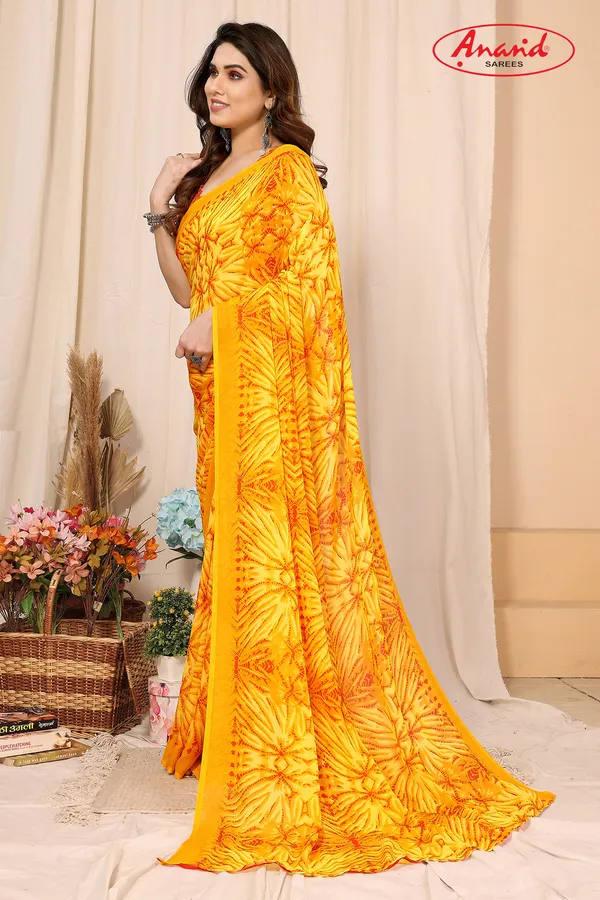 Yellow_Sarees_Ombre,_Floral_Print_Daily_Wear_Georgette_Saree