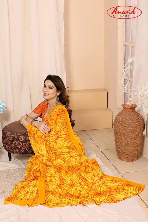 Yellow_Sarees_Ombre,_Floral_Print_Daily_Wear_Georgette_Saree