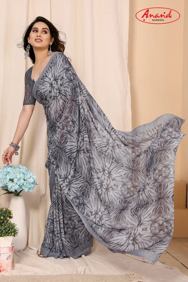 Grey_Sarees_Ombre,_Floral_Print_Daily_Wear_Georgette_Saree