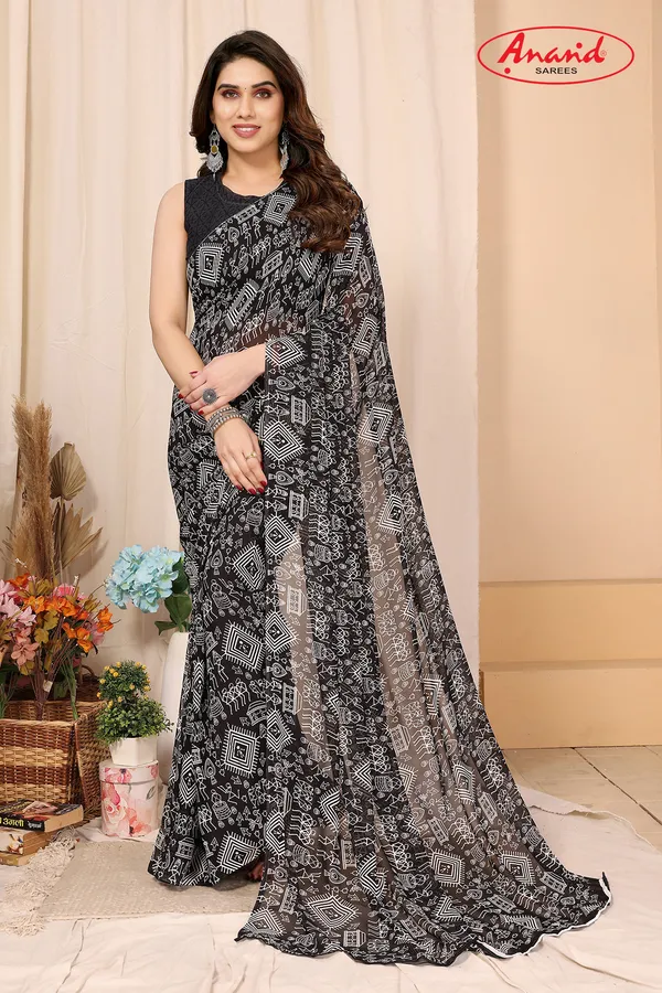 Black_Sarees_Paisley,_Geometric_Print_Daily_Wear_Georgette_Saree