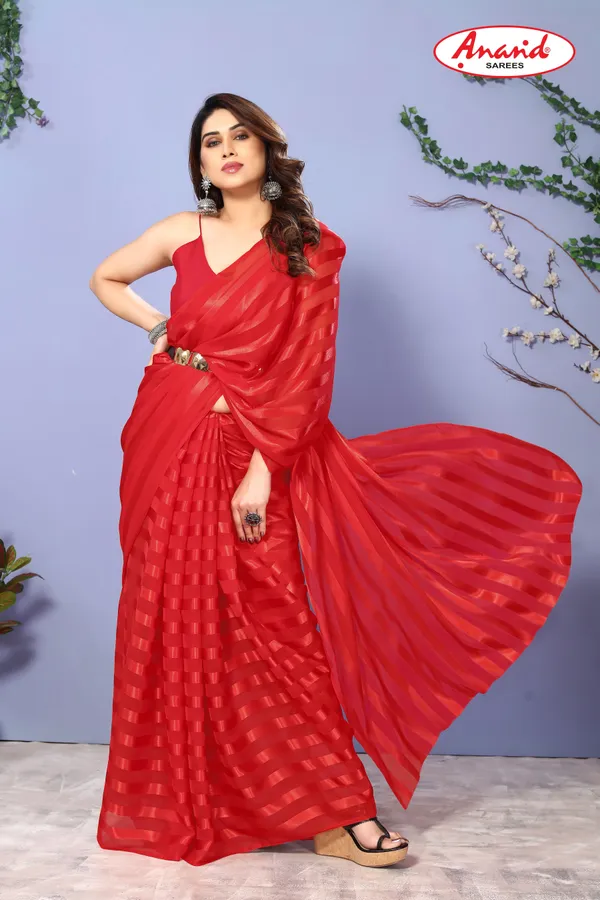 Red_Sarees_Striped_Bollywood_Satin_Saree