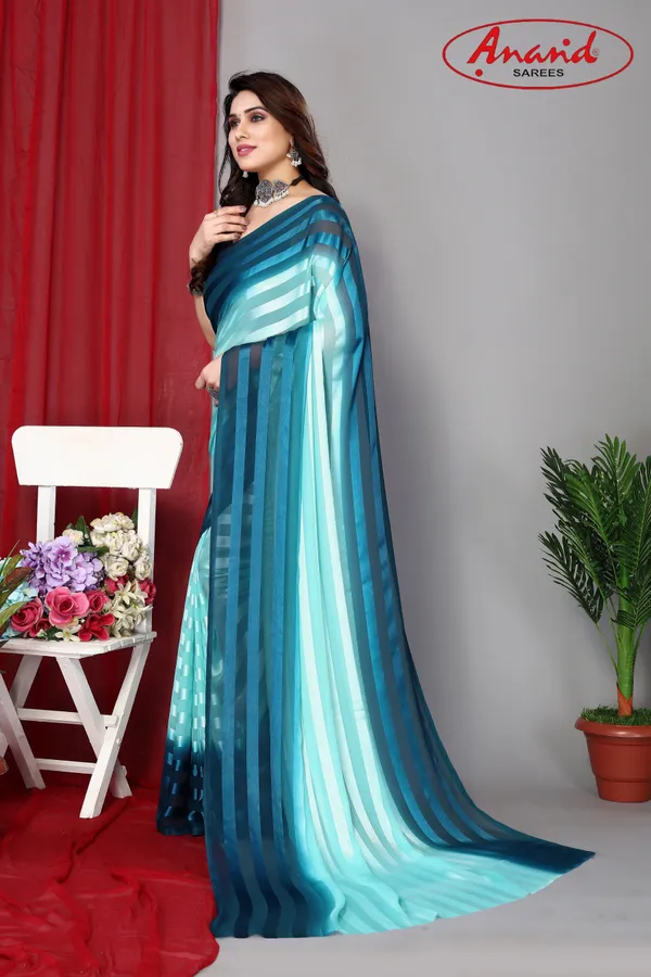 Dark_Blue_&_Light_Blue_Sarees_Striped_Bollywood_Satin_Saree