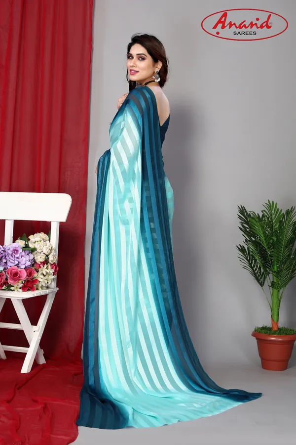 Dark_Blue_&_Light_Blue_Sarees_Striped_Bollywood_Satin_Saree