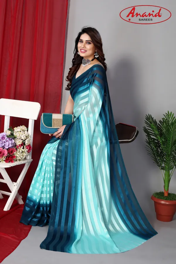 Dark_Blue_&_Light_Blue_Sarees_Striped_Bollywood_Satin_Saree