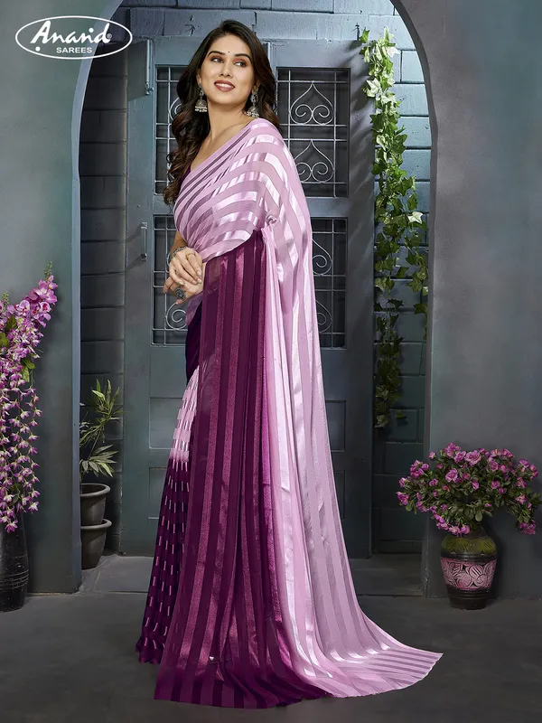 Striped,_Ombre,_Self_Design_Bollywood_Satin_Saree_(Purple,_Pink)