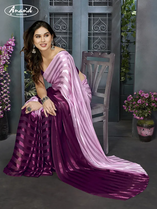 Striped,_Ombre,_Self_Design_Bollywood_Satin_Saree_(Purple,_Pink)