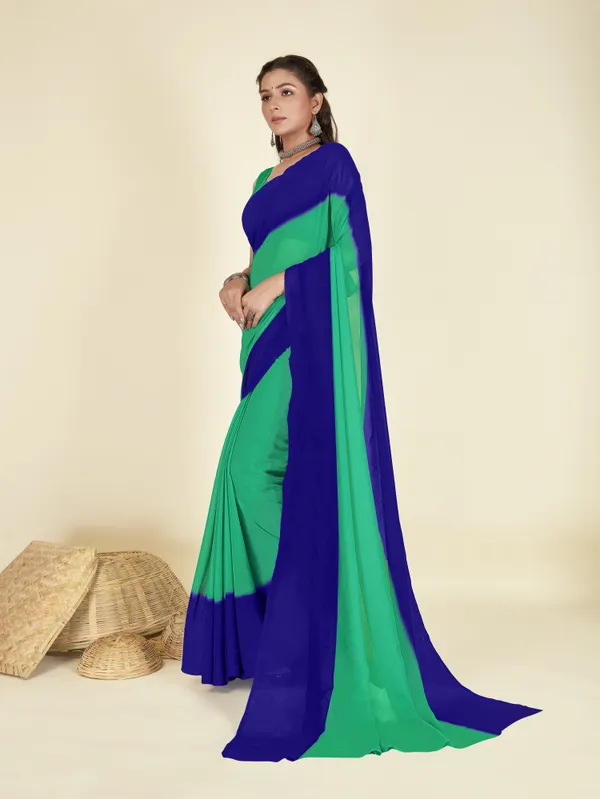 Green_&_Blue_Sarees_Dyed_Bollywood_Georgette_Saree