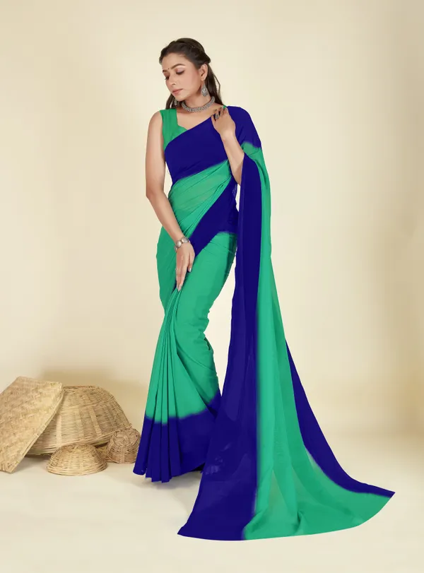 Green_&_Blue_Sarees_Dyed_Bollywood_Georgette_Saree