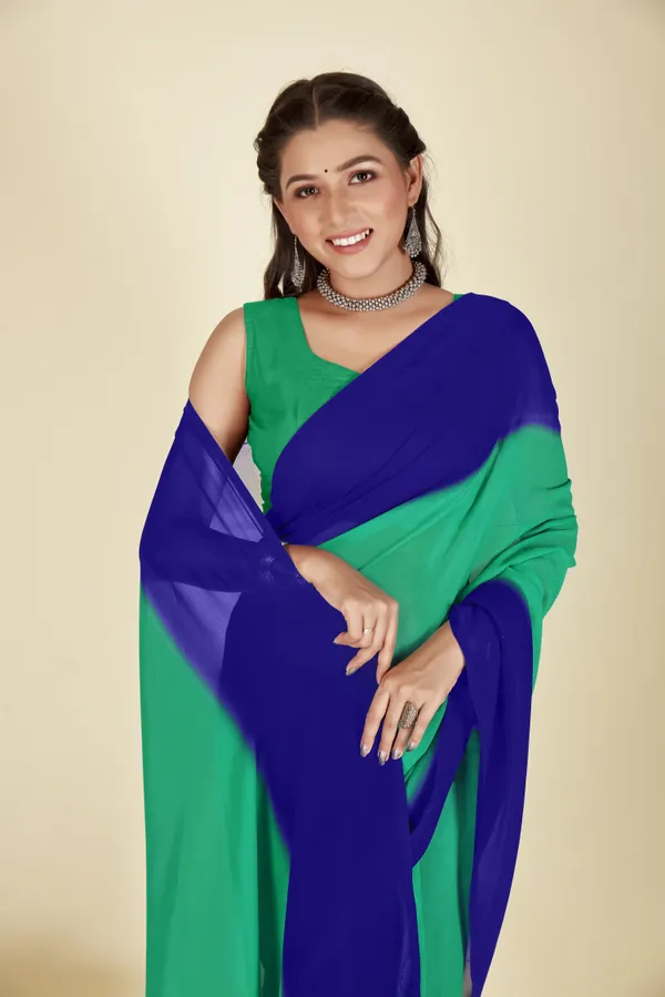 Green_&_Blue_Sarees_Dyed_Bollywood_Georgette_Saree