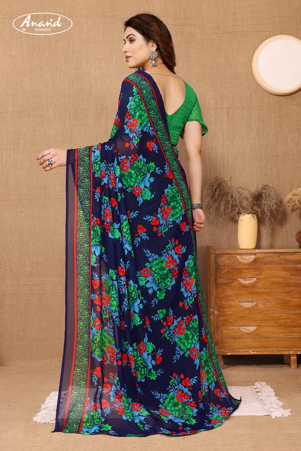 Green_&_Blue_Sarees_Floral_Print_Daily_Wear_Georgette_Saree