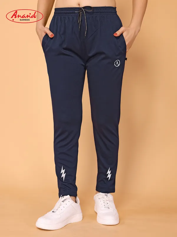 Women_Solid_Dark_Blue__Lifestyle_Track_Pants