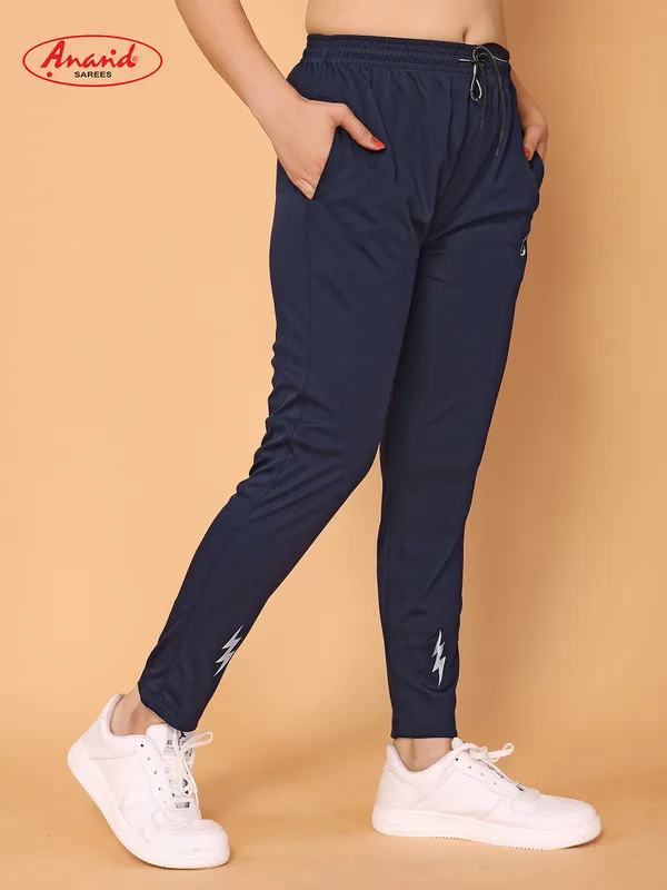 Women_Solid_Dark_Blue__Lifestyle_Track_Pants