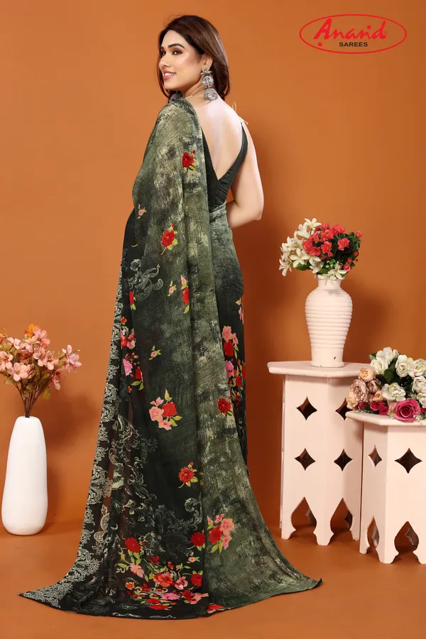 Green_Sarees_Floral_Print_Daily_Wear_Georgette_Saree