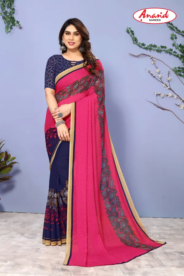 Blue_&_Pink_Sarees_Paisley,_Floral_Print_Daily_Wear_Georgette_Saree