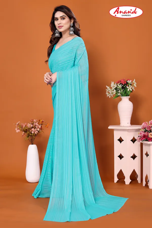 Light_Blue_Embellished,_Striped,_Self_Design_Leheria_Satin_Saree