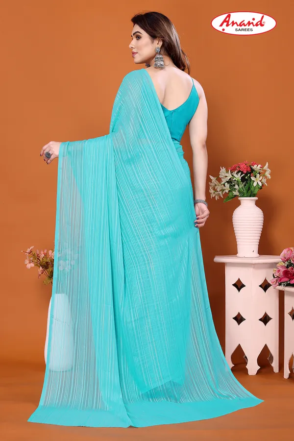 Light_Blue_Embellished,_Striped,_Self_Design_Leheria_Satin_Saree