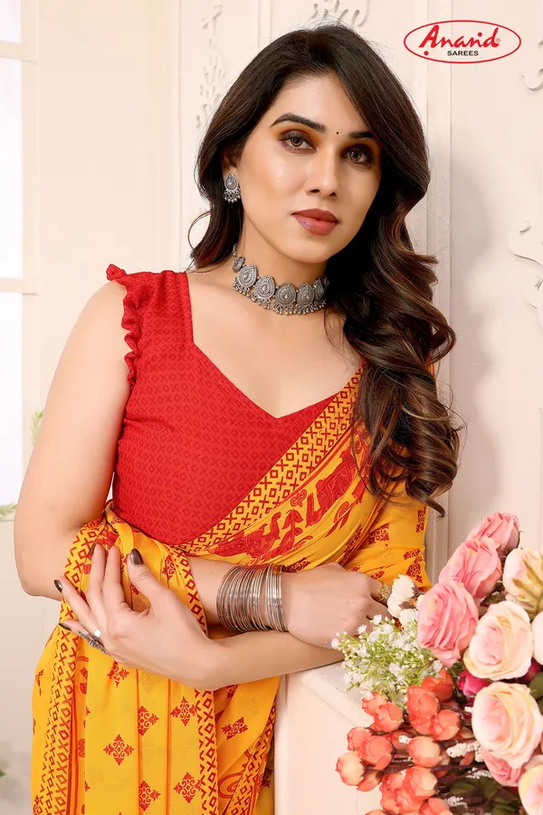 Paisley,_Animal_Print_Bollywood_Georgette_Saree_(Yellow)