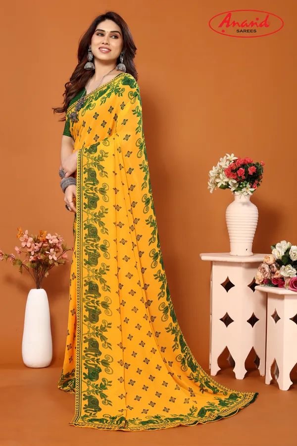 Green_&_Yellow_Sarees_Printed_Daily_Wear_Georgette_Saree