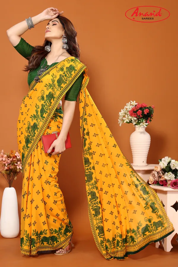 Green_&_Yellow_Sarees_Printed_Daily_Wear_Georgette_Saree