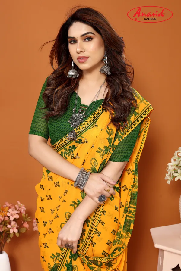 Green_&_Yellow_Sarees_Printed_Daily_Wear_Georgette_Saree