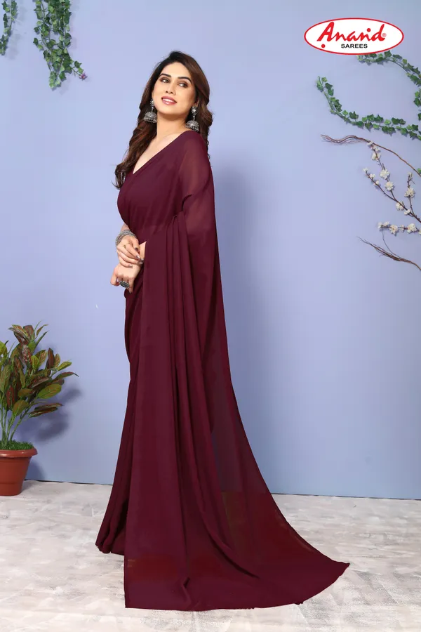 Brown_Solid_&_Plain_Bollywood_Georgette_Saree
