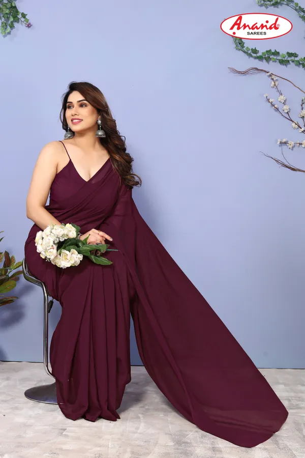 Brown_Solid_&_Plain_Bollywood_Georgette_Saree