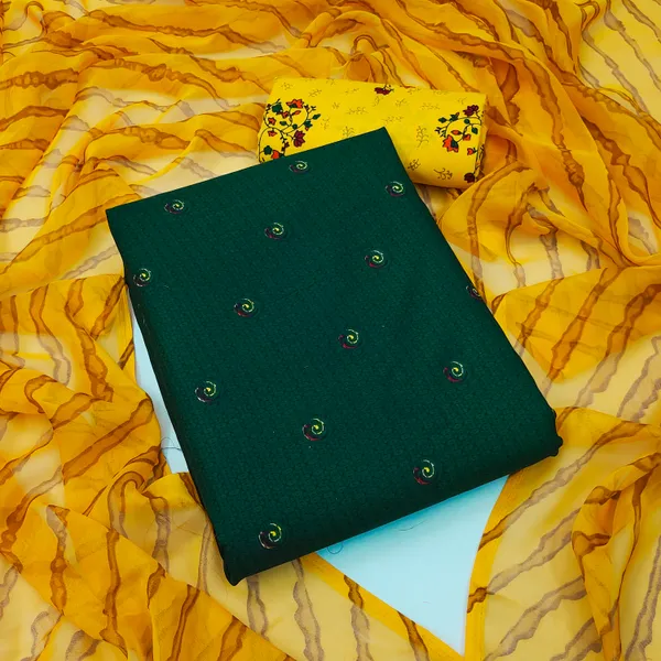 Dark_Green_&_Yellow_Crape_Printed_Salwar_Suit_Unstiched_Dress_Material