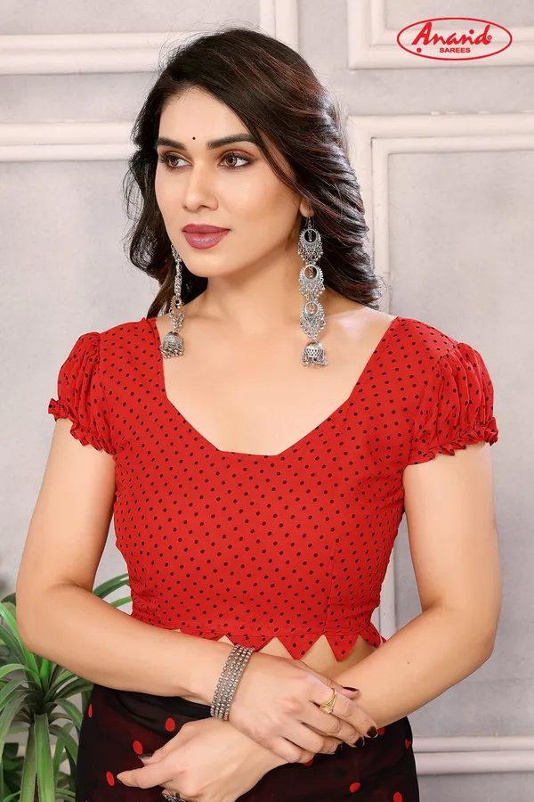Printed,_Graphic_Print,_Polka_Print_Daily_Wear_Georgette_Saree_(Black)