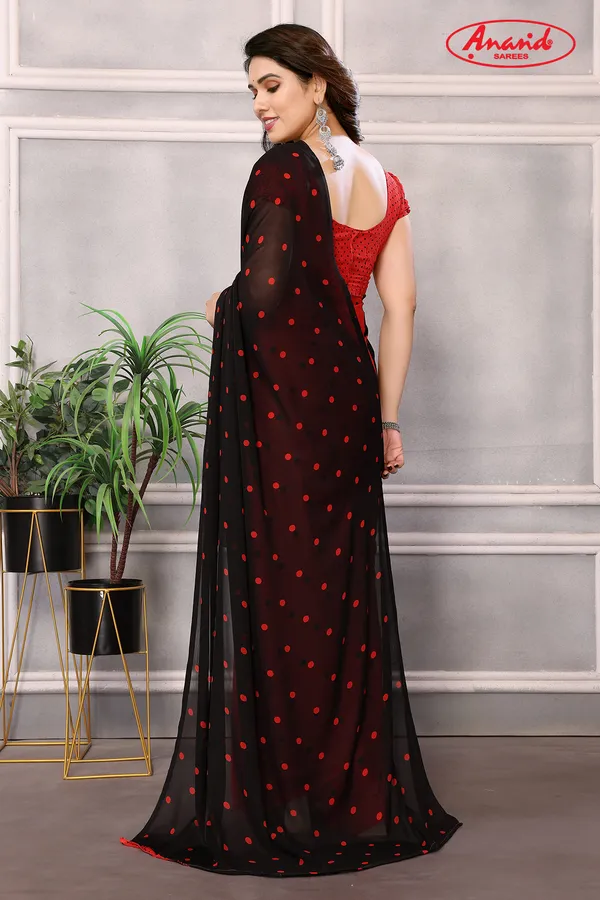 Printed,_Graphic_Print,_Polka_Print_Daily_Wear_Georgette_Saree_(Black)