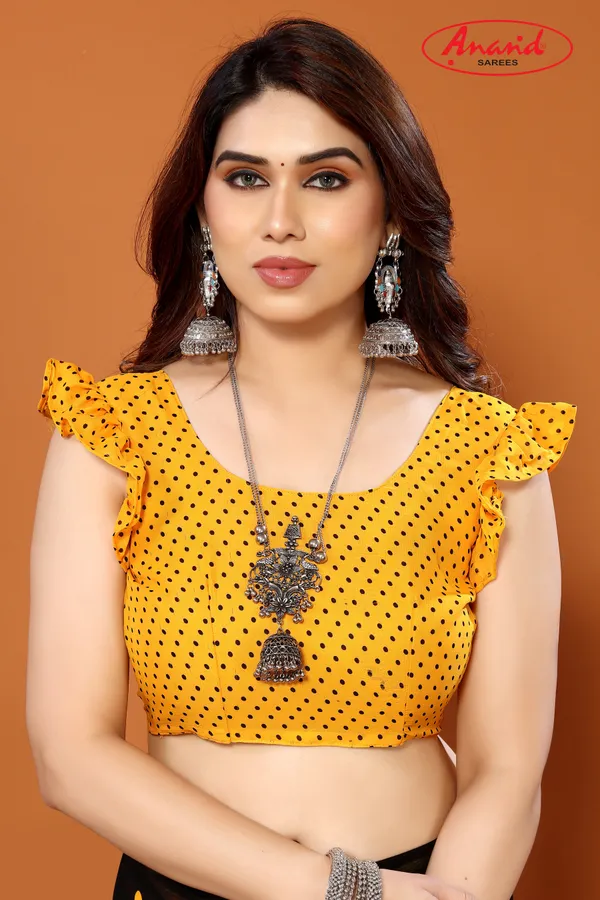 Black_&_Yellow_Sarees_Polka_Print_Daily_Wear_Georgette_Saree