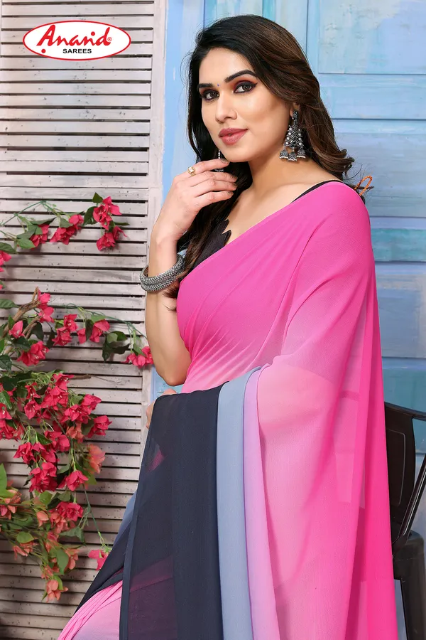 Pink_&_Grey_Sarees_Ombre,_Striped_Bollywood_Georgette_Saree