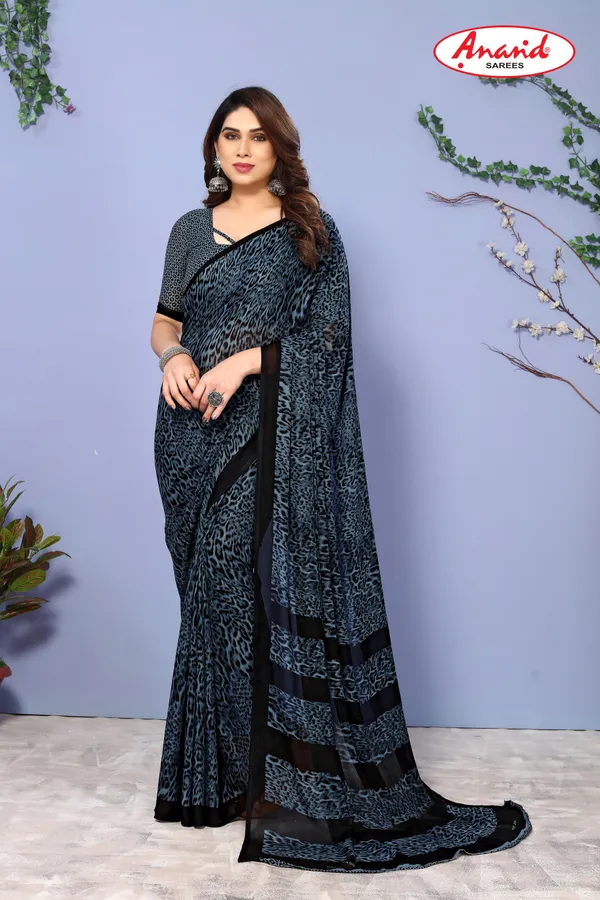 Blue_Animal_Print_Bollywood_Georgette_Saree