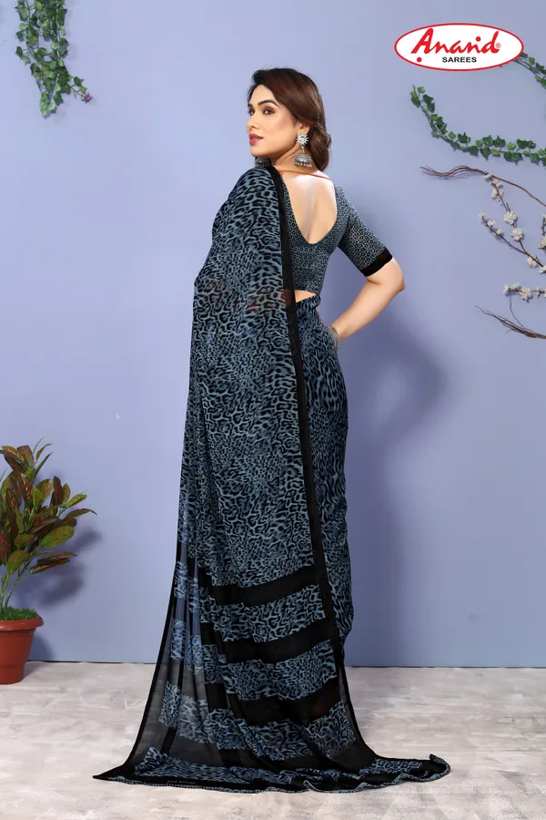 Blue_Animal_Print_Bollywood_Georgette_Saree